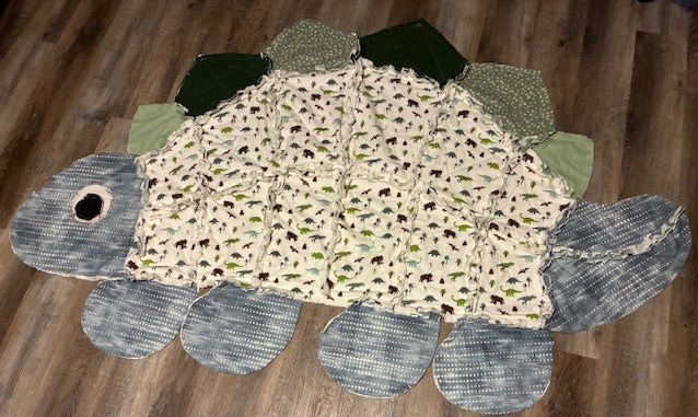 Handmade Dinosaur Rag Quilt Kids Animal Blanket Customizable