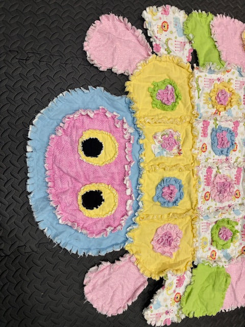 Handmade Caterpillar Rag Quilt Kids Animal Blanket Customizable