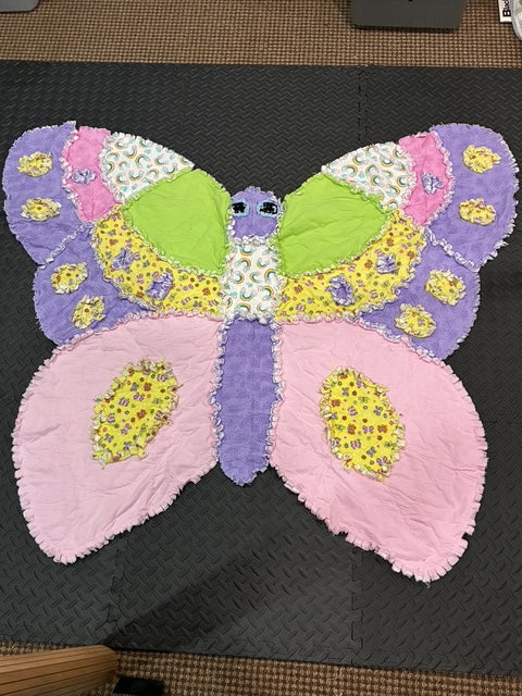 Handmade Butterfly Rag Quilt Kids Animal Blanket Customizable