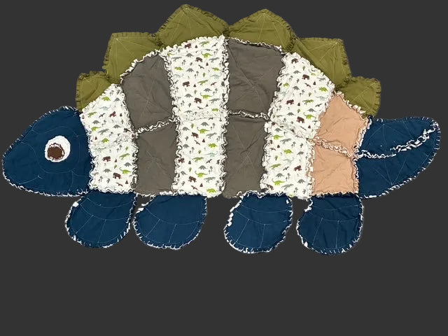 Handmade Dinosaur Rag Quilt Kids Animal Blanket Customizable