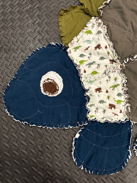 Handmade Dinosaur Rag Quilt Kids Animal Blanket Customizable