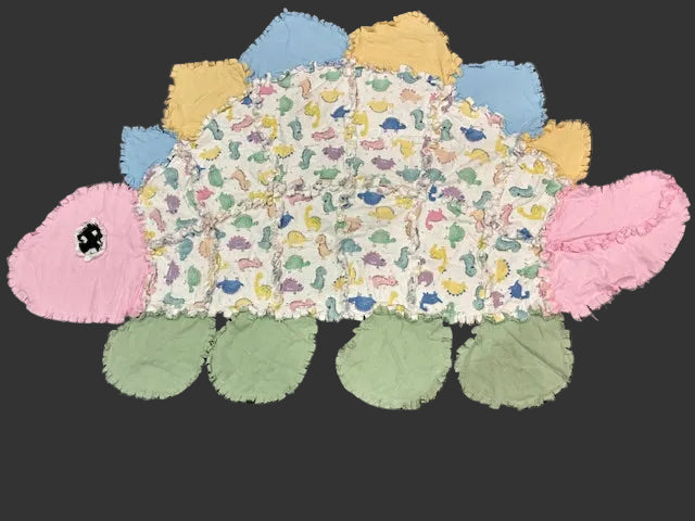 Handmade Dinosaur Rag Quilt Kids Animal Blanket Customizable