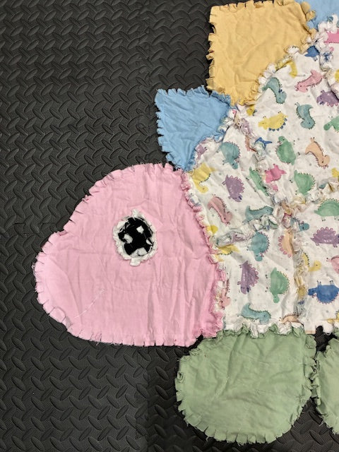 Handmade Dinosaur Rag Quilt Kids Animal Blanket Customizable